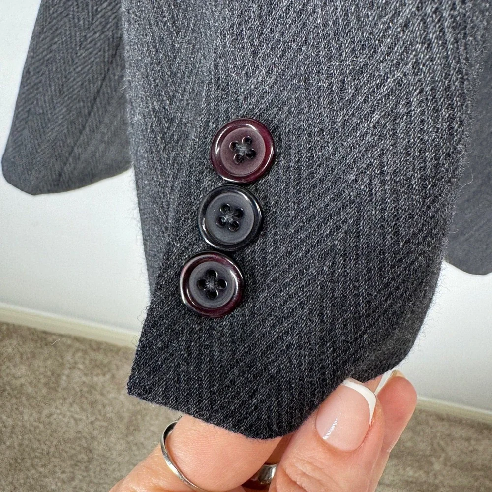 Vtg Monsieur Givenchy Herringbone Wool Blazer Mens 48R Luxury Gray Academia Prep